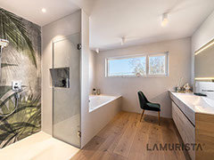 Bei Fliesen Montag & Hollet realisieren wir Ihnen auch ein fugenloses Badezimmer.